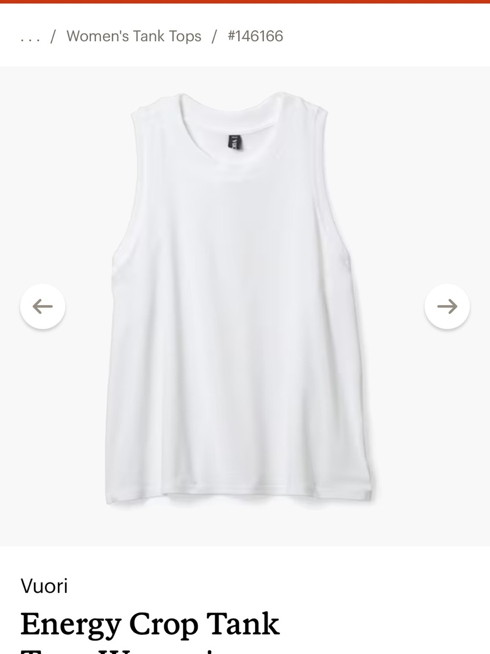 Vuori White Energy Tank Top